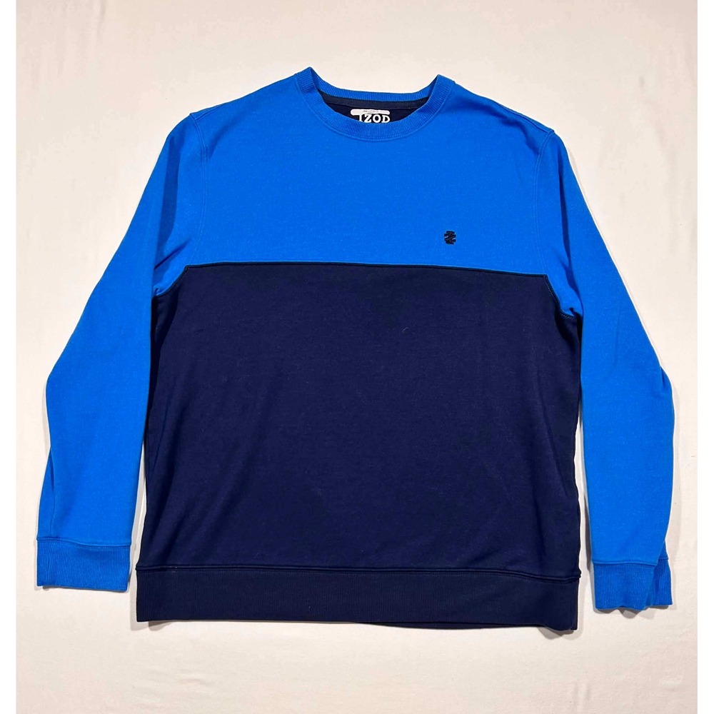 Izod Advantage Performance Stretch Crewneck Sweatshirt Mens LG Blue Colorblock